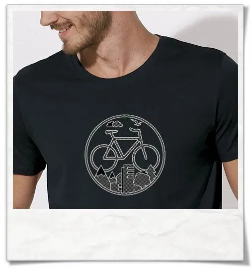 Picopoc Picopoc Fahrrad / Stadt & Natur, Berge & Bäume T-Shirt, Schwarz, – Produktbild 4 von 4