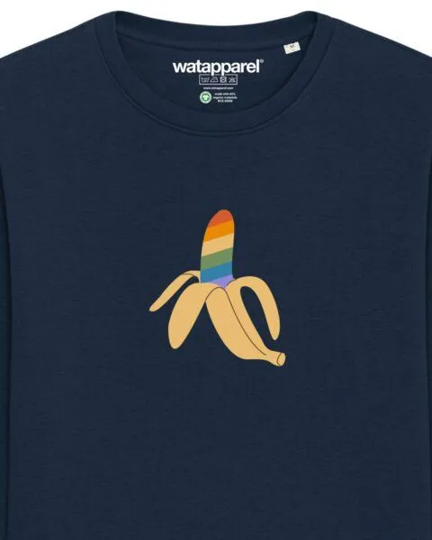 watapparel watapparel Sweatshirt Unisex Rainbow Banana, French navy, – Produktbild 3 von 4