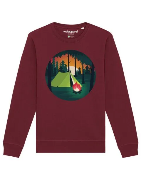 watapparel watapparel Sweatshirt Unisex Zelten, Burgundy, – Produktbild 1 von 4