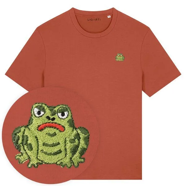 LIGARTI Besticktes T-Shirt – Gretel die Kröte – LIGARTI Tiermanufaktur, Terracotta, – Produktbild 1 von 4
