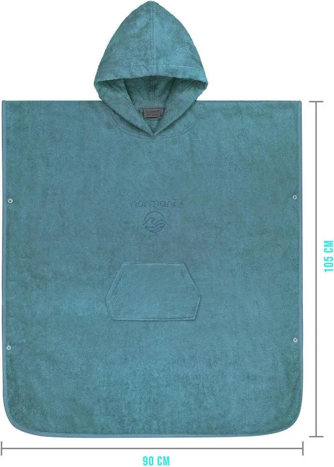 normani Badeponcho Badeponcho aus Bio-Baumwolle Sitra, Bio-Baumwolle, Kapuze, Schlupf, Strandponcho 90x105 cm aus 100 % Öko-Baumwolle mit Kapuze, Blau, – Produktbild 5 von 8