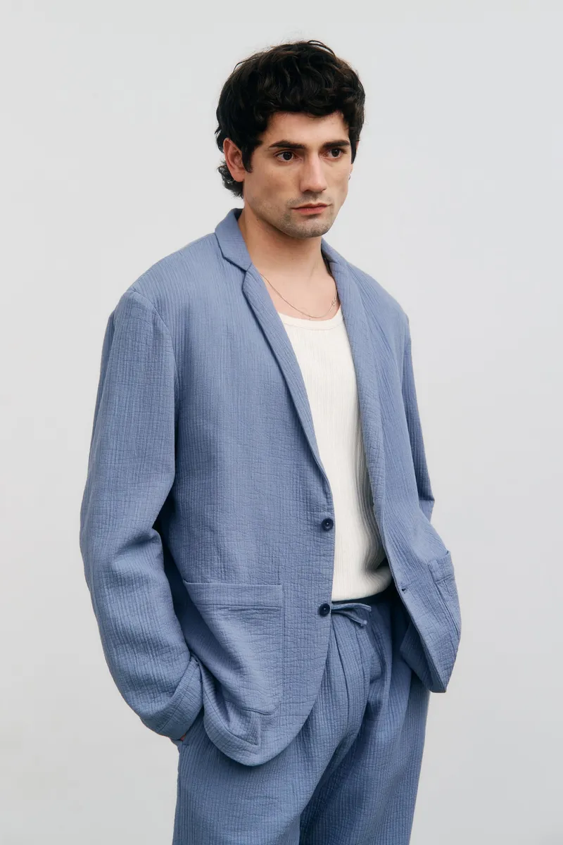 Rotholz Rotholz Herren vegan Blazer Workwear Steinblau, Blau, – Produktbild 2 von 2