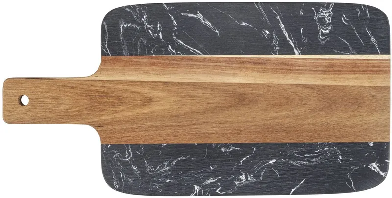 SCHÖNER WOHNEN-Kollektion Schneidebrett Atami, Akazienholz, Massivholz, (1-St), Küchenbrett mit Griff, massives Akazienholz und Marmor, Servierbrett, Schwarz, – Produktbild 1 von 4
