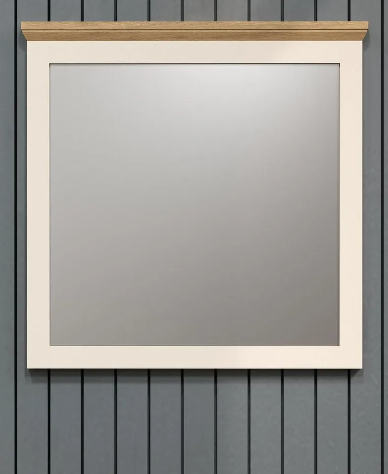 Furn.Design Garderobenspiegel Cozy (Wandspiegel in Kaschmir mit Eiche Landhaus, 70 x 70 cm), mit Kranz – Produktbild 3 von 5