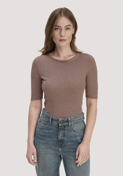 hessnatur hessnatur Softrib Streifen T-Shirt Fitted aus Bio-Baumwolle und TENCEL Modal, Rosé, – Produktbild 1 von 4