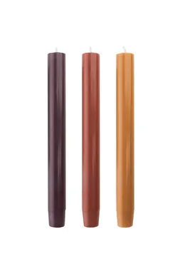 Tranquillo Handgearbeitete Stabkerzen GLUMI autumn 3er-Set, 20 cm - rot – Produktbild 1 von 1