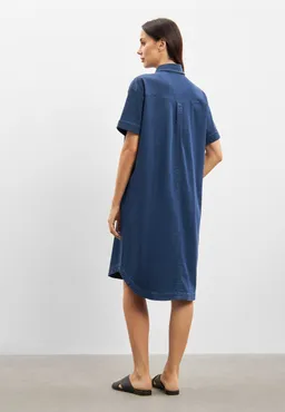 LAURIE LAURIE Damen vegan Denim Shirtkleid Utta Oversize Ss Medium Blue Denim – Produktbild 1 von 1