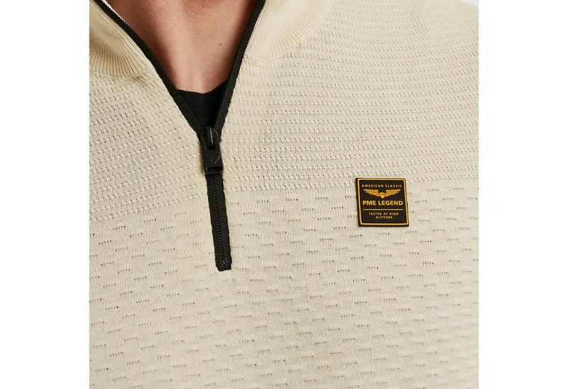 PME Legend PME Legend Troyer mit Struktur-Muster und Logo-Badge, Beige, – Produktbild 3 von 3