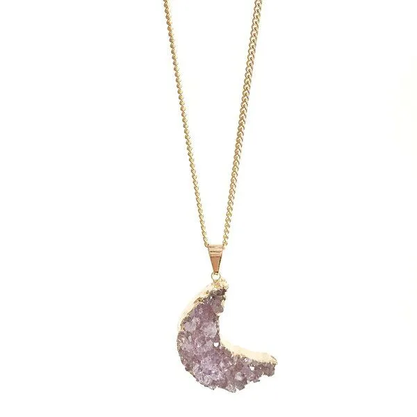 Crystal and Sage Crystal and Sage Mond Achat Halskette Edelsteinkette Mond, Gold, – Produktbild 1 von 3