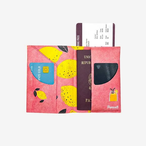 paprcuts paprcuts RFID Reisepasscover, Pink lemon (pink gelb), – Produktbild 3 von 4