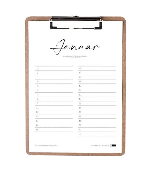 Portia by Callidus Designs Portia by Callidus Designs 12 Monatskalender mit / ohne Klemmbrett in DIN A4 als immerwährender Kalender – Produktbild 1 von 3