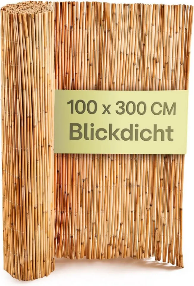Praknu Balkonsichtschutz Schilf Balkon Sichtschutz - FSC® Zertifiziertes, Natürliches Schilf (Sichtschutzmatte Schilf, Schilf Sichtschutz 300x100cm FSC-zertifiziert wetterfest) FSC® Zertifizierte wetterfeste Sichtschutzzaunmatten, Braun, – Produktbild 2 von 5