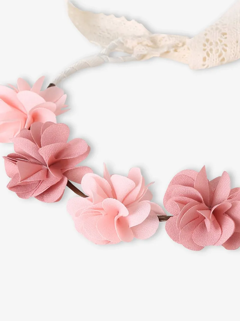 Vertbaudet Blumenkranz für Mädchen, Zartrosa/wollweiß, – Produktbild 4 von 4