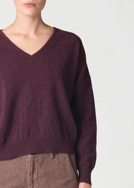 Klitmøller Collective Klitmøller Collective Merino-Pullover mit V-Ausschnitt Modell: Vanessa, Burgundy (rot), – Produktbild 2 von 4