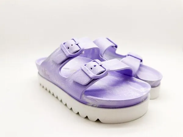 thies Vegane Bi-Color Ecofoam Plateau Sandale von thies ® aus recyceltem EVA, White lavender (weiß lavendel), – Produktbild 2 von 4