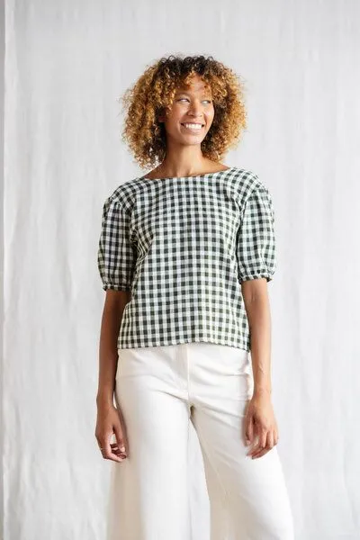 Jyoti - Fair Works Jyoti - Fair Works Baumwoll Bluse Kalira Checks, Kariert, – Produktbild 3 von 4