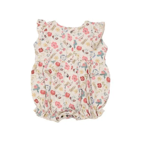 Walkiddy Baby Romper GOTS zertifiziert, „Flowers & Leaves“ Allover, mehrfarbig, ärmellos, weich – Walkiddy, Mehrfarbig, – Produktbild 2 von 3