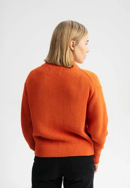 MELA MELA Damen vegan Troyer Rippenstrick Kimaya Orange Ziegel – Produktbild 1 von 1