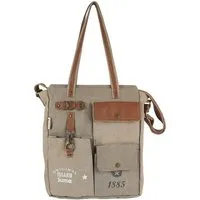 Sunsa Sunsa Vintage Tasche. XL Schwarze Shopper. Schultertasche aus Canvas & Leder – Produktbild 1 von 1