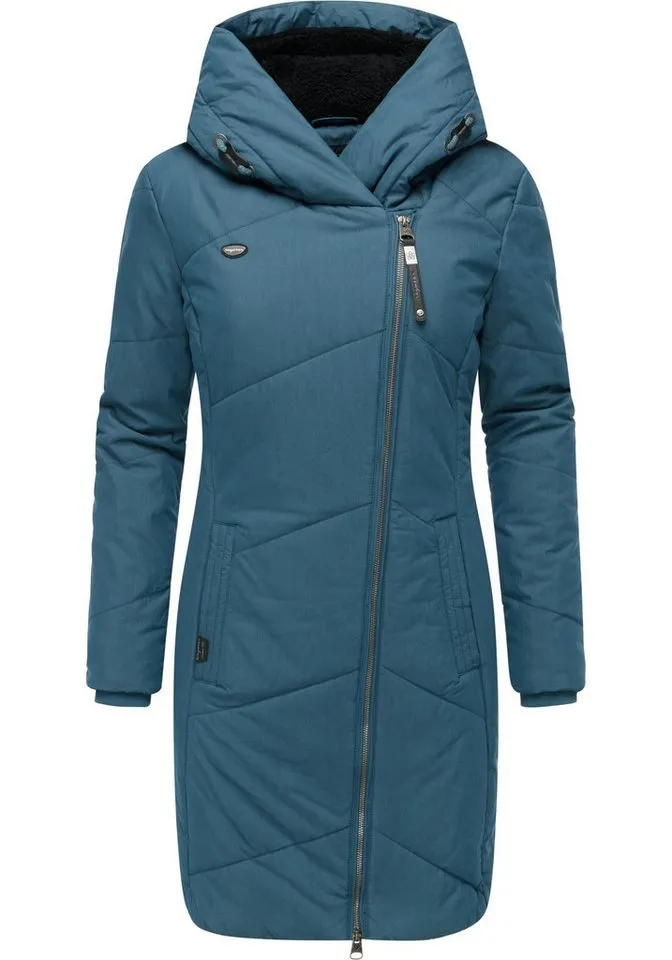 ragwear ragwear Wintermantel Gordon Long gesteppter Winterparka mit asymmetrischem Kragen, Blau|grau, – Produktbild 2 von 4
