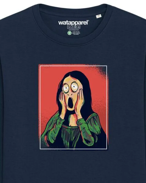 watapparel watapparel Sweatshirt Unisex Mona Lisa Scream, French navy, – Produktbild 3 von 4