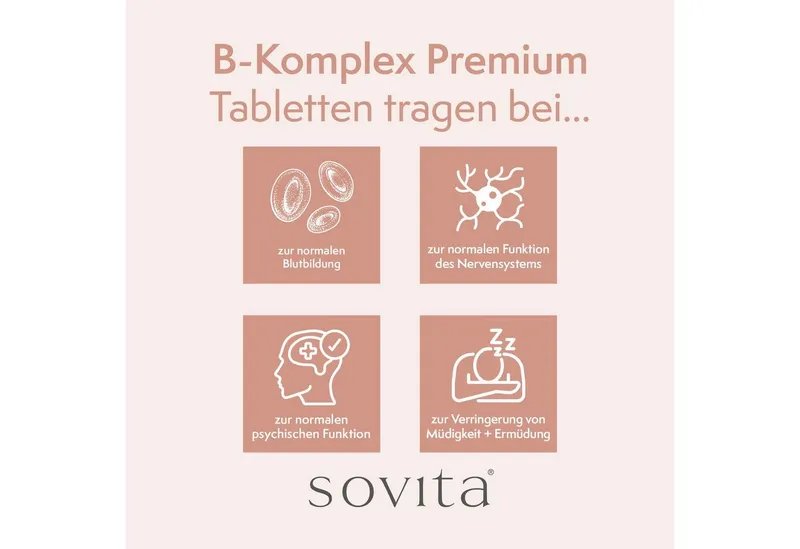 Ascopharm Ascopharm sovita Vitamin B-Komplex Premium, 180 vegane Tabletten hochdosiert 1, 1 er – Produktbild 3 von 5