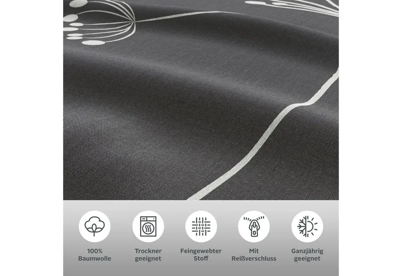 OTTO home Bettwäsche SOUCY in vier Qualitäten erhältlich, Leinenstruktur, Renforcé-Tencel™ Lyocell, 2 teilig, 100% Baumwolle, auch PREMIUM Qualitäten Renforcé-Tencel & Satin TC300, Grau, – Produktbild 4 von 7