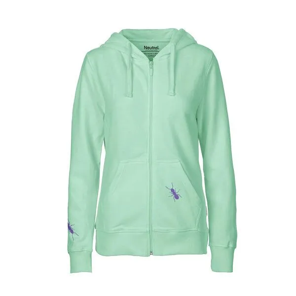 HANDGEDRUCKT HANDGEDRUCKT "Ameisen" Frauen Zip Hoody Neutral, Dusty mint, – Produktbild 2 von 3