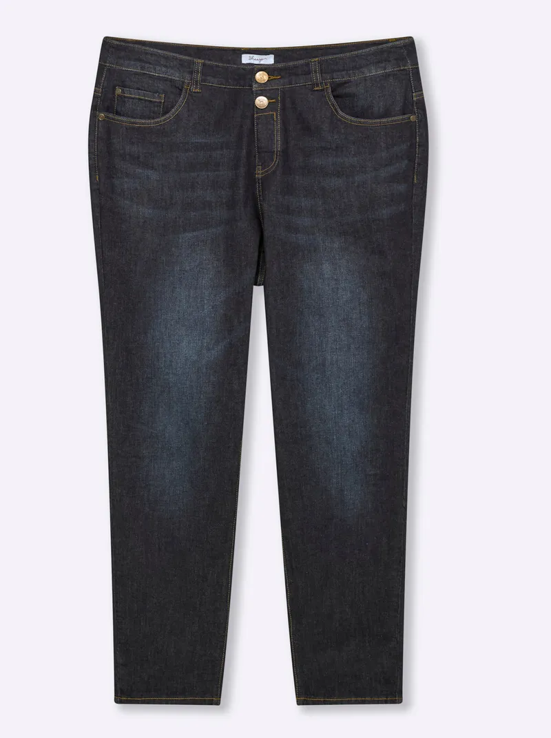 sheego Boyfriend-Jeans, Dark blue, – Produktbild 1 von 2