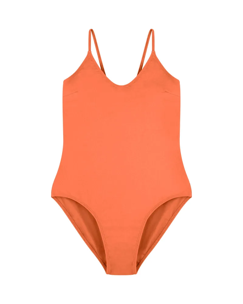 MATONA MATONA Damen vegan Badeanzug V-Ausschnitt Koralle Orange, Dunkelorange, – Produktbild 1 von 2