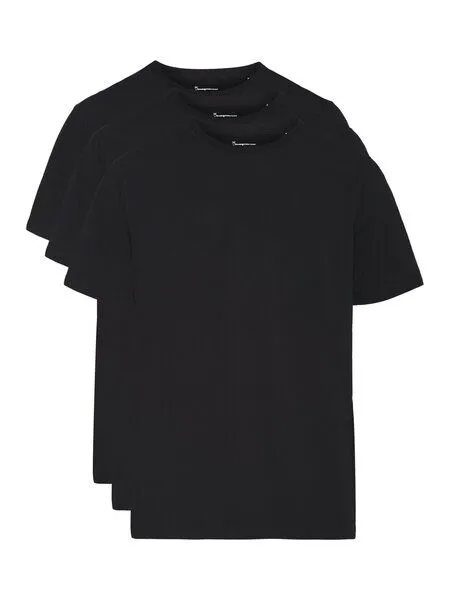 KnowledgeCotton Apparel KnowledgeCotton Apparel 3-Pack Basic T-Shirts aus Bio-Baumwolle, Schwarz (black jet), – Produktbild 1 von 4