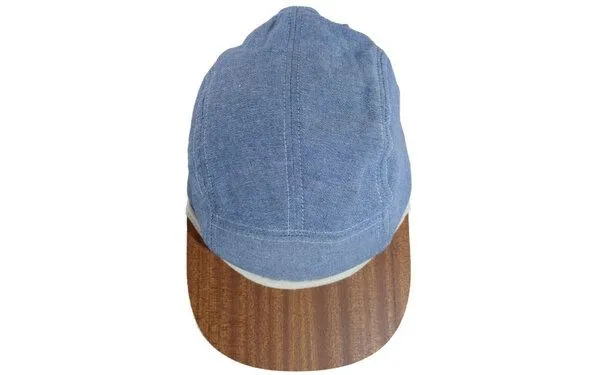 Lou-i Lou-i Jeans-Cap mit edlem Holzschild - Made in Germany - Denim Snapback, Hellblau, – Produktbild 3 von 4