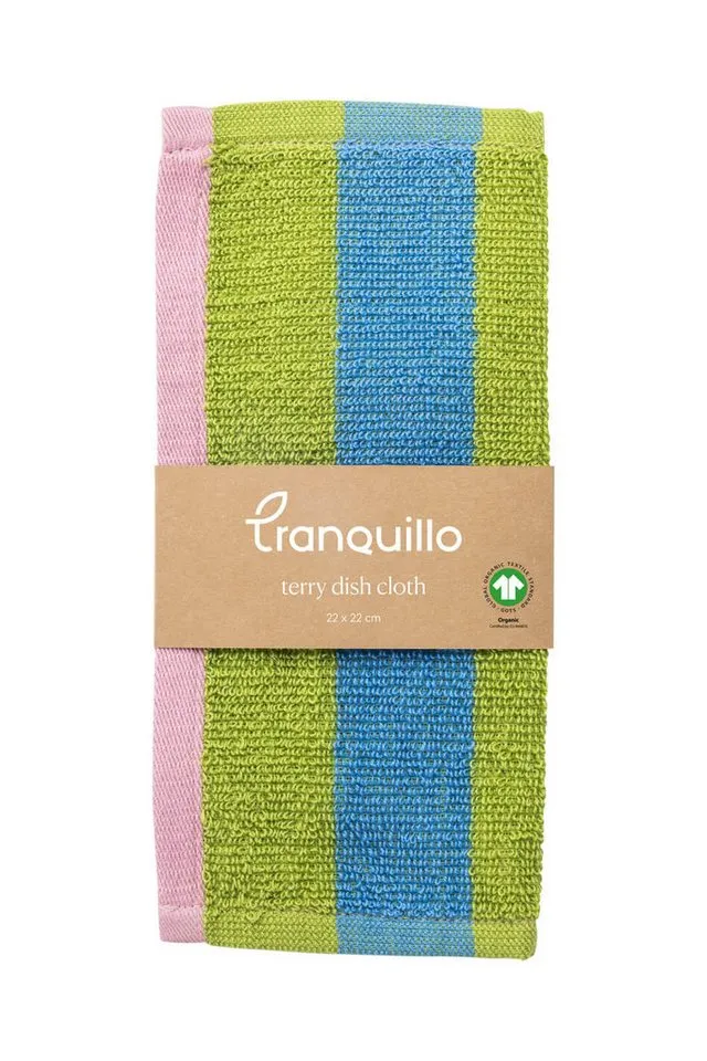 Tranquillo Tranquillo Spültuch Frottee-Abwaschtuch ZESTLINE 22x22 cm saugfähig, schonendes Material, aus 100 % GOTS-zertifizierter Biobaumwolle, streifenfreie Oberflächen, Bunt, – Produktbild 4 von 5