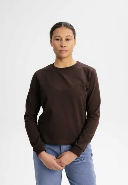 MELA MELA Langarmshirt schwer Style AASTHA aus 100% Bio-Baumwolle, Dunkelbraun, – Produktbild 1 von 4