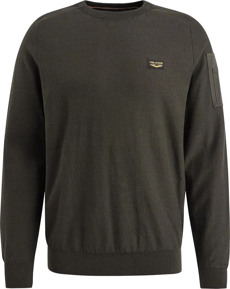 PME Legend PME Legend American Classic Pullover Beluga Grün - Größe L, Dunkelgrün, – Produktbild 2 von 5