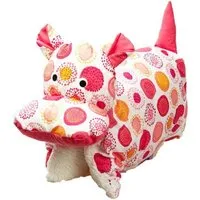 Flosinn Flosinn Kuscheltierkissen Nilpferd mit Teddyplüsch aus Baumwolle mit Schurwollfüllung. Personalisierbar, Rot orange aprikot, – Produktbild 1 von 2