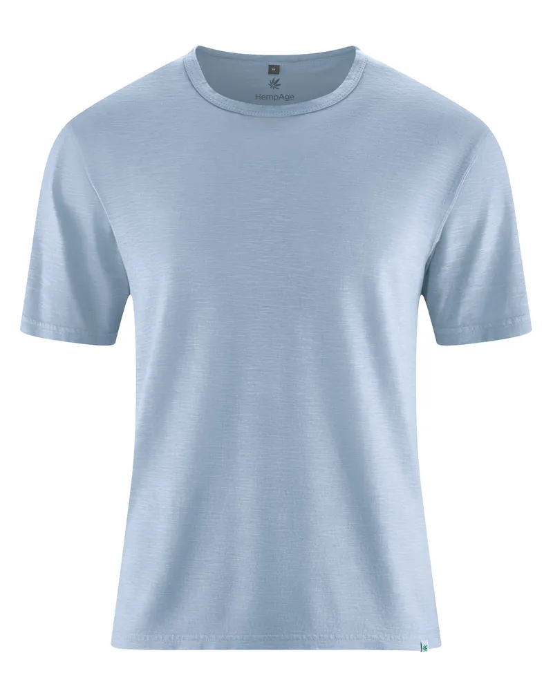 HempAge Hempage Herren vegan T-Shirt Aus Slub Jersey Rauchblau, Blau, – Produktbild 1 von 2