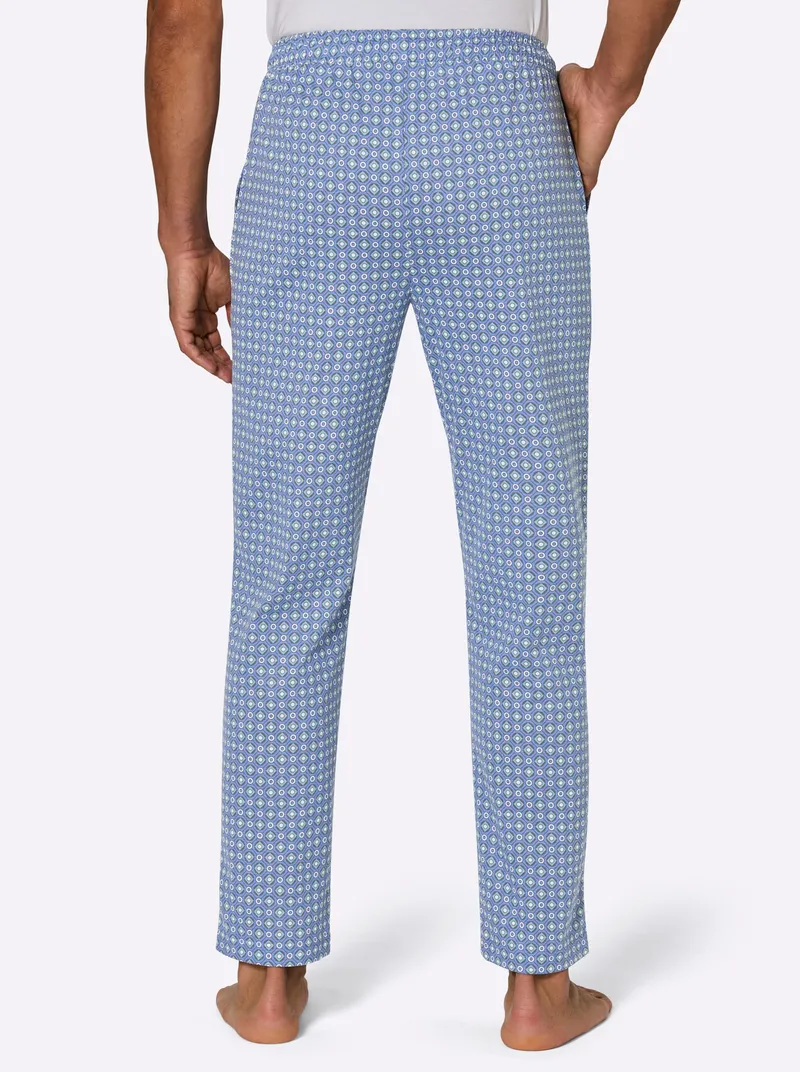 wäschepur men Hose lang mittelblau-ozean-bedruckt, Mittelblau-ozean-bedruckt, – Produktbild 2 von 2