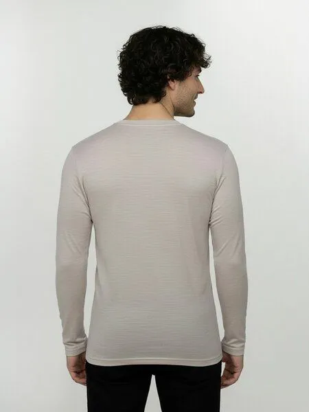 GreenBomb GREENBOMB Basic Base - Funktionales Longsleeve aus Merino-Wolle / Fair & Vegan, Grau (sandstone), – Produktbild 4 von 4