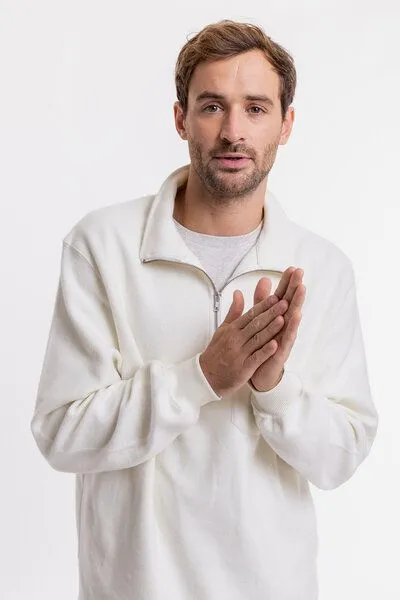 Rotholz Rotholz Half Zip Sweatshirt aus Bio-Baumwolle, Weiss, – Produktbild 8 von 8