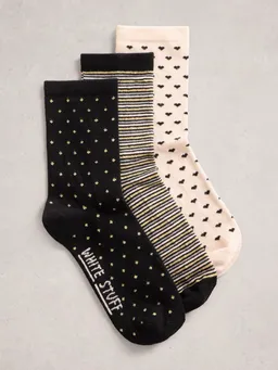 White Stuff 3er-Pack Glitzersocken - 36-38 – Produktbild 1 von 1
