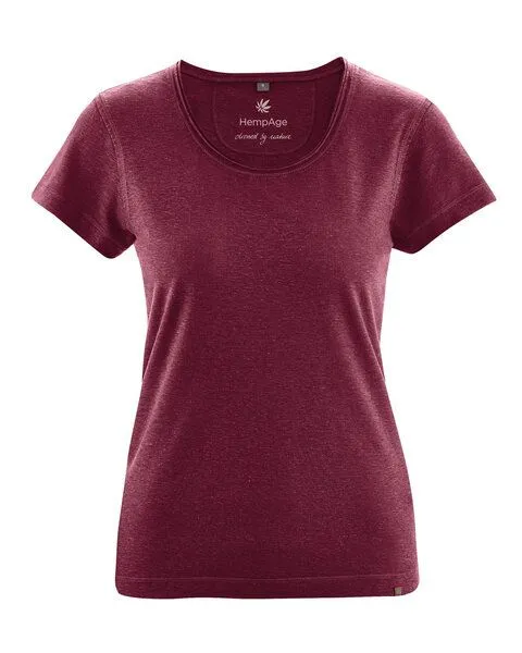 HempAge HempAge Damen T-Shirt mit Rollsaum Hanf/Bio-Baumwolle, Rioja, – Produktbild 1 von 4