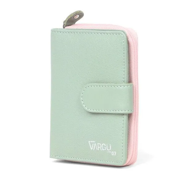 Vargu Vargu Echtleder Geldbörse Vinem 2, Sage green - light pink, – Produktbild 2 von 4