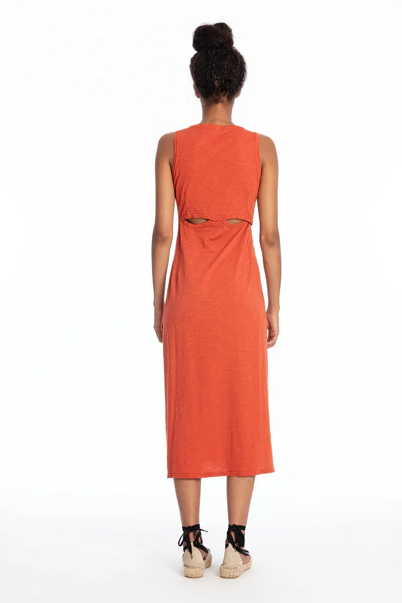 RAVENS VIEW IBIZA RAVENS VIEW IBIZA Damen vegan Kleid Ärmellos Uma Terracotta Orange, Orange, – Produktbild 2 von 2
