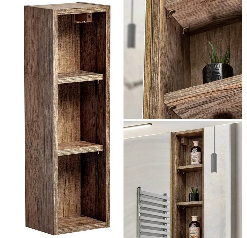 Lomadox Badregal PUEBLA-56, Regal Hängeregal Regalschrank in Vintage Oak, B/H/T ca. 20/65/15 cm, Braun, – Produktbild 1 von 5