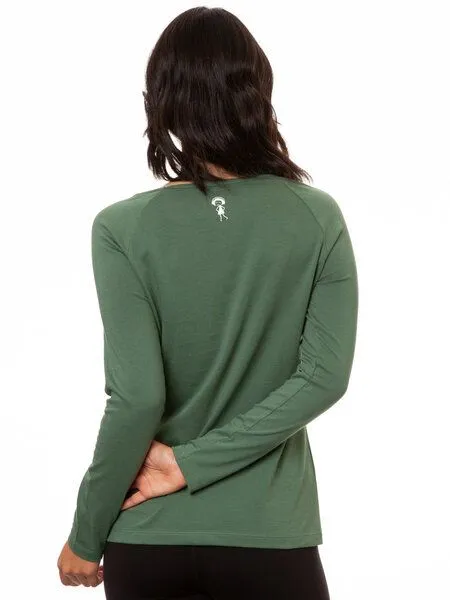FellHerz FellHerz Damen Raglan Longsleeve Möwen-Liebe ivy green Bio Fair Vegan – Produktbild 3 von 4