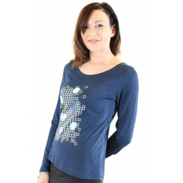 Spangeltangel Spangeltangel Langarm Shirt "Hektogramme", dunkelblau, Damenshirt, Siebdruck, Blau, – Produktbild 2 von 4