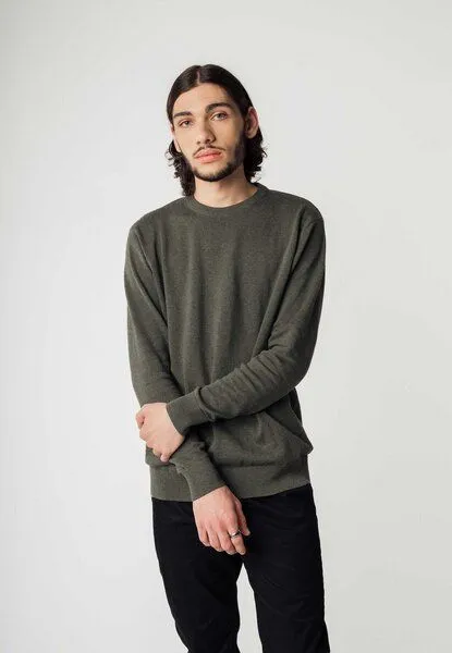 MELA MELA Feinstrick Pullover Style HIMAL aus 100% Bio-Baumwolle, Grün melange, – Produktbild 1 von 4