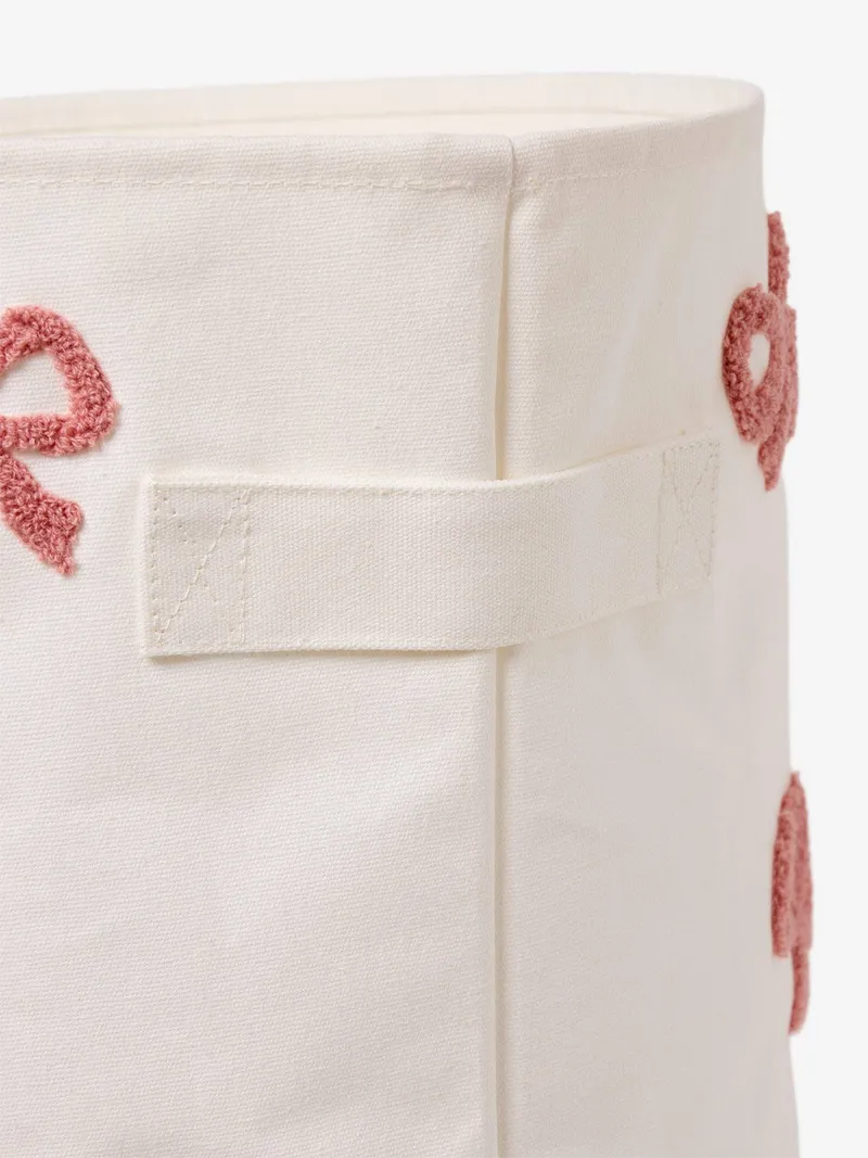 Vertbaudet XL-Aufbewahrungskorb SCHLEIFE getuftet Wäschekorb Kinderzimmer, Wollweiß, – Produktbild 4 von 4