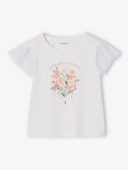 Vertbaudet T-Shirt mit Tüllärmeln und Blumenmotiv – Produktbild 1 von 1